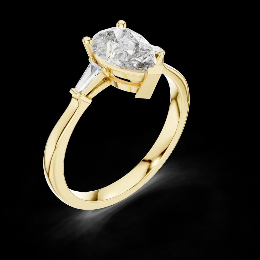 Pear With Baguette Lab Grown Diamond Ring - Image 5 Pear With Baguette Lab Grown Diamond Ring, view 5 of 6