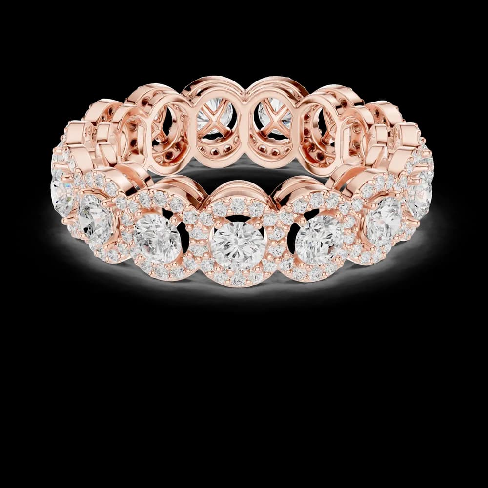 Round Halo Eternity Lab Grown Diamond Ring - Image 1 Round Halo Eternity Lab Grown Diamond Ring, view 1 of 6