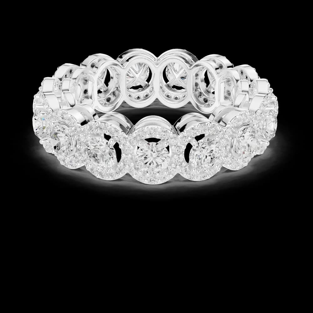Round Halo Eternity Lab Grown Diamond Ring - Image 2 Round Halo Eternity Lab Grown Diamond Ring, view 2 of 6