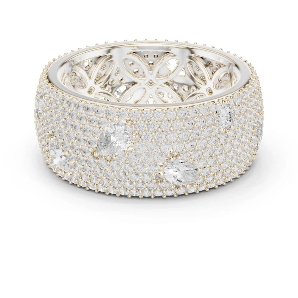 Scattered Multi Cut Wide Pavé Lab Diamond Band - Image 2 Scattered Multi Cut Wide Pavé Lab Diamond Band, view 2 of 9