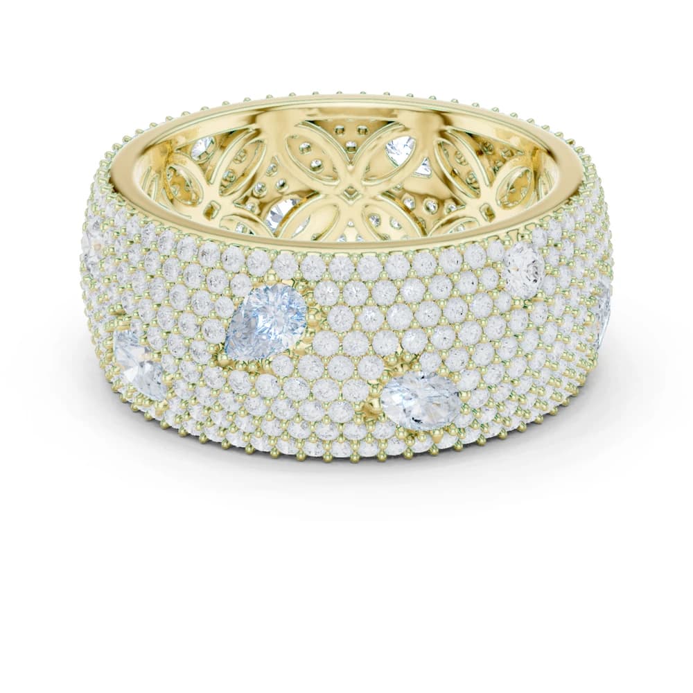 Scattered Multi Cut Wide Pavé Lab Diamond Band - Image 3 Scattered Multi Cut Wide Pavé Lab Diamond Band, view 3 of 9