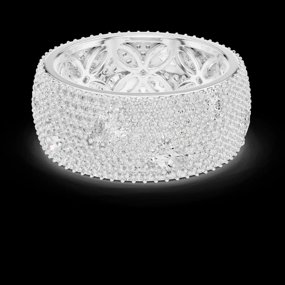 Scattered Multi Cut Wide Pavé Lab Diamond Band - Image 5 Scattered Multi Cut Wide Pavé Lab Diamond Band, view 5 of 9