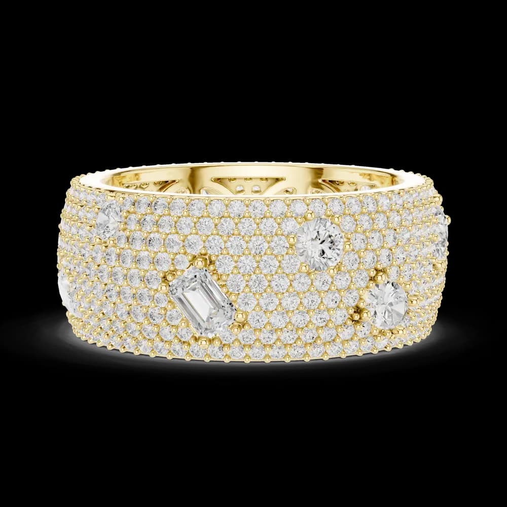 Scattered Multi Cut Wide Pavé Lab Diamond Band - Image 9 Scattered Multi Cut Wide Pavé Lab Diamond Band, view 9 of 9