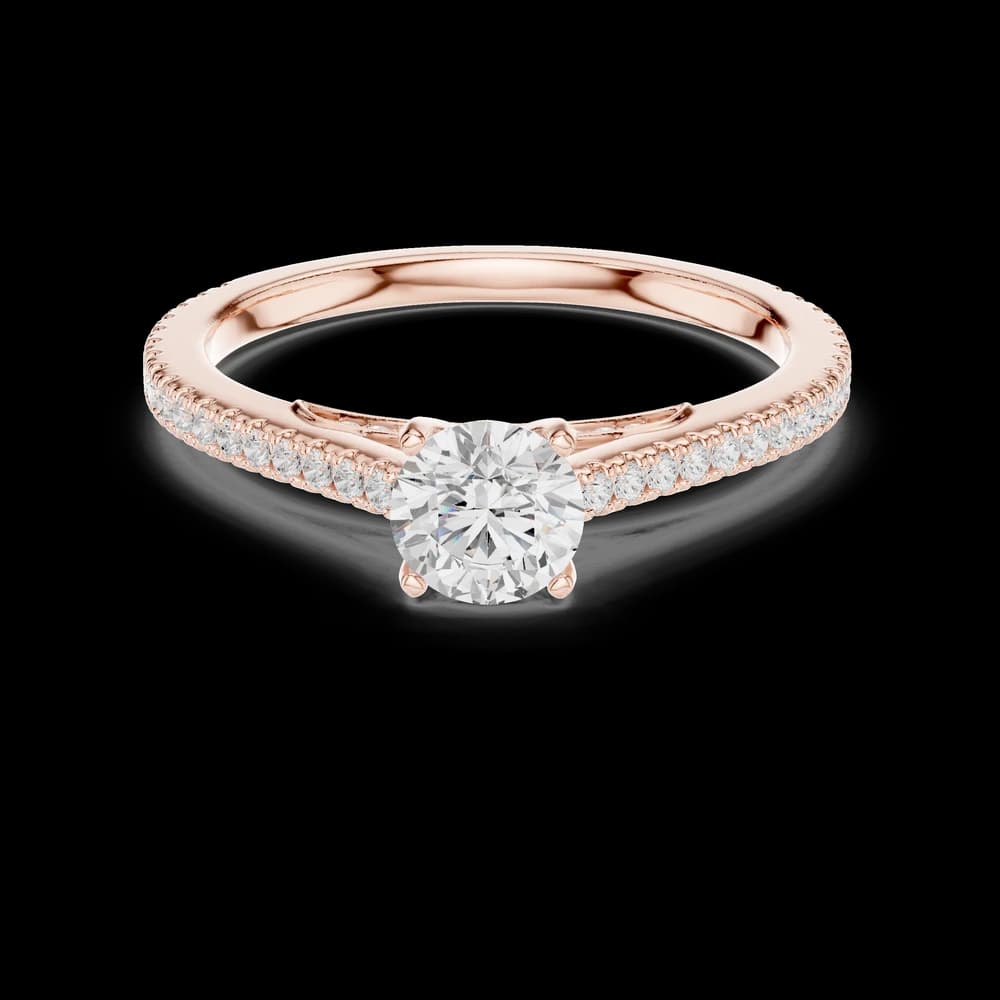 Round Stone Pavé Yellow Gold Lab Grown Diamond Ring - Image 1 Round Stone Pavé Yellow Gold Lab Grown Diamond Ring, view 1 of 6