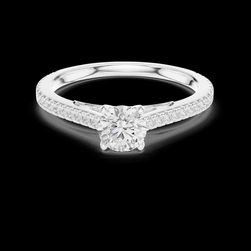 Round Stone Pavé Yellow Gold Lab Grown Diamond Ring - Image 2 Round Stone Pavé Yellow Gold Lab Grown Diamond Ring, view 2 of 6