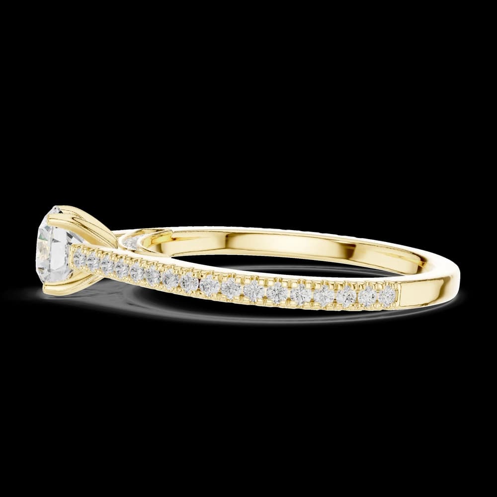 Round Stone Pavé Yellow Gold Lab Grown Diamond Ring - Image 6 Round Stone Pavé Yellow Gold Lab Grown Diamond Ring, view 6 of 6