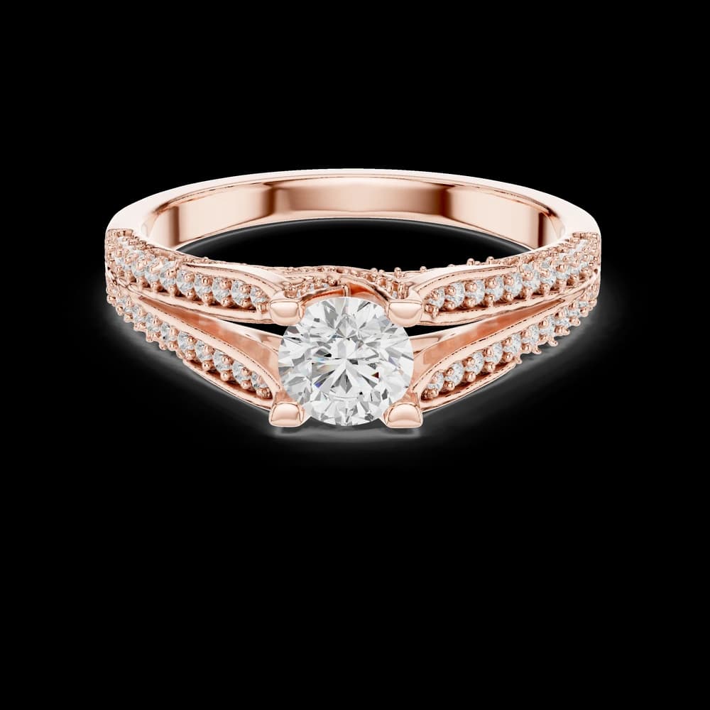 Pave Split Shank Round Lab Grown Diamond Ring - Image 1 Pave Split Shank Round Lab Grown Diamond Ring, view 1 of 1