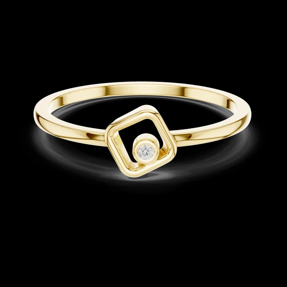 Geometric Rhombus Bezel Lab Grown Diamond Ring - Image 3 Geometric Rhombus Bezel Lab Grown Diamond Ring, view 3 of 6