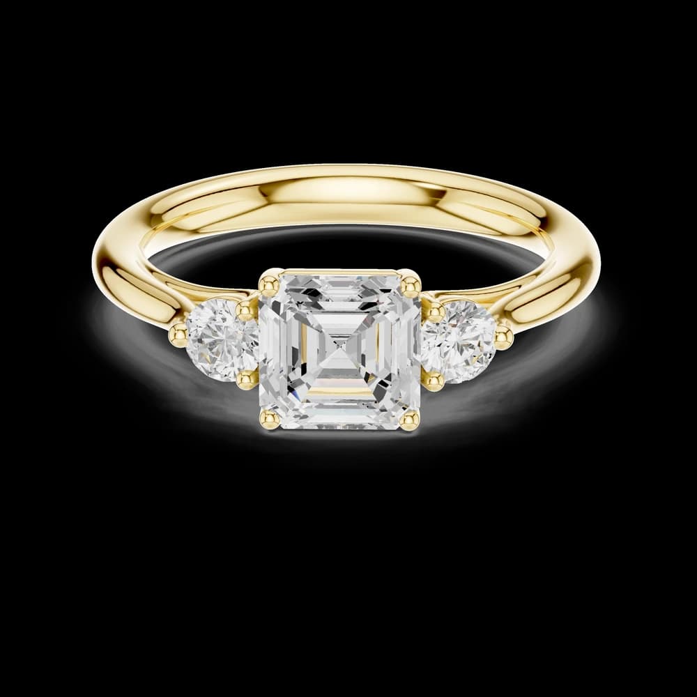 Asscher Cut Three Stone Lab Grown Diamond Ring - Image 3 Asscher Cut Three Stone Lab Grown Diamond Ring, view 3 of 6