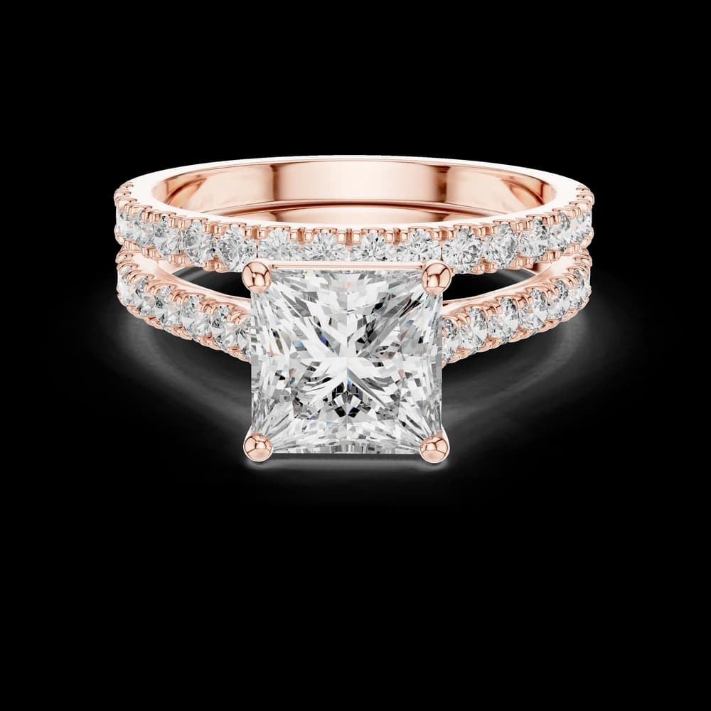 Elegant Princess Pave Set Lab Grown Diamond Ring - Image 1 Elegant Princess Pave Set Lab Grown Diamond Ring, view 1 of 5