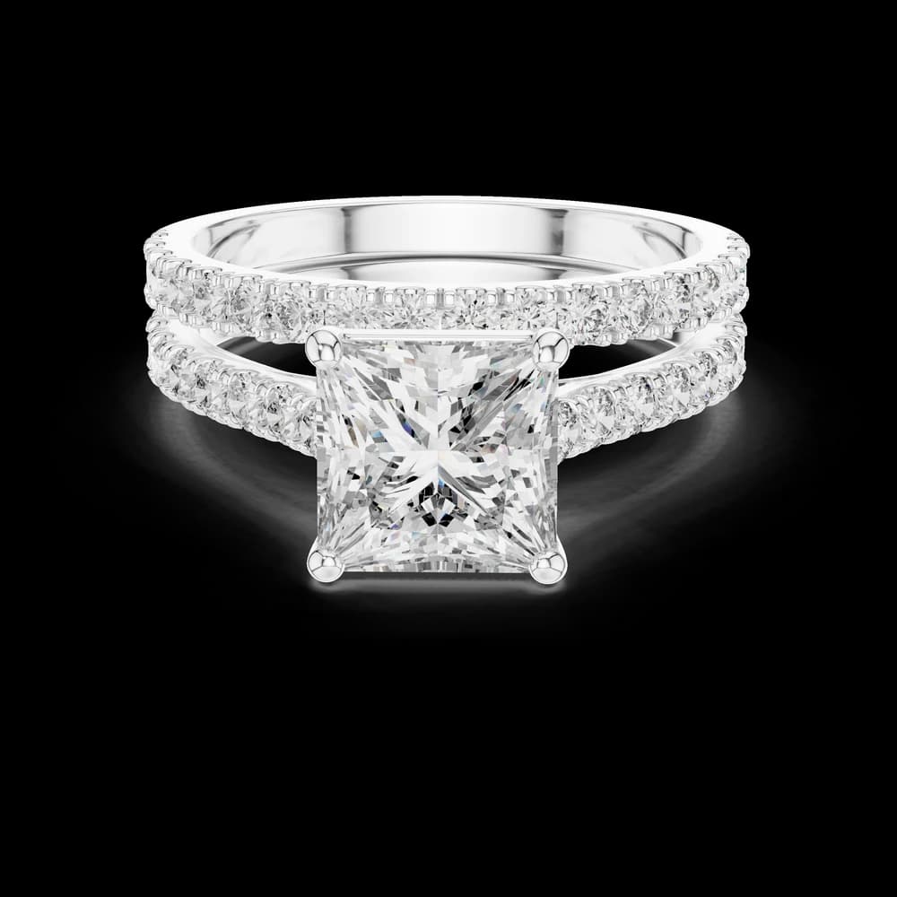 Elegant Princess Pave Set Lab Grown Diamond Ring - Image 2 Elegant Princess Pave Set Lab Grown Diamond Ring, view 2 of 5