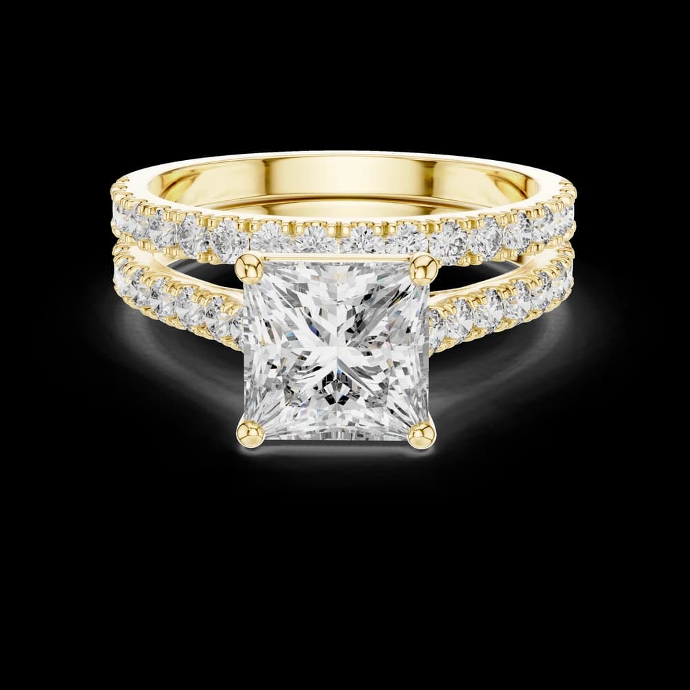 Elegant Princess Pave Set Lab Grown Diamond Ring - Image 3 Elegant Princess Pave Set Lab Grown Diamond Ring, view 3 of 5