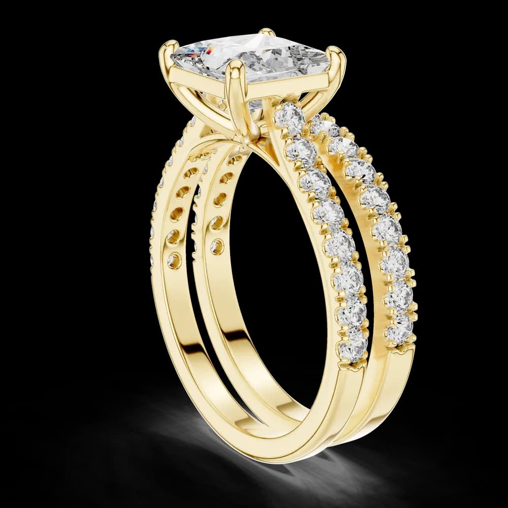 Elegant Princess Pave Set Lab Grown Diamond Ring - Image 4 Elegant Princess Pave Set Lab Grown Diamond Ring, view 4 of 5