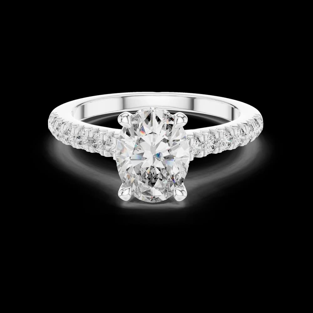 Oval Hidden Halo Side Accent Lab Grown Diamond Ring - Image 2 Oval Hidden Halo Side Accent Lab Grown Diamond Ring, view 2 of 6