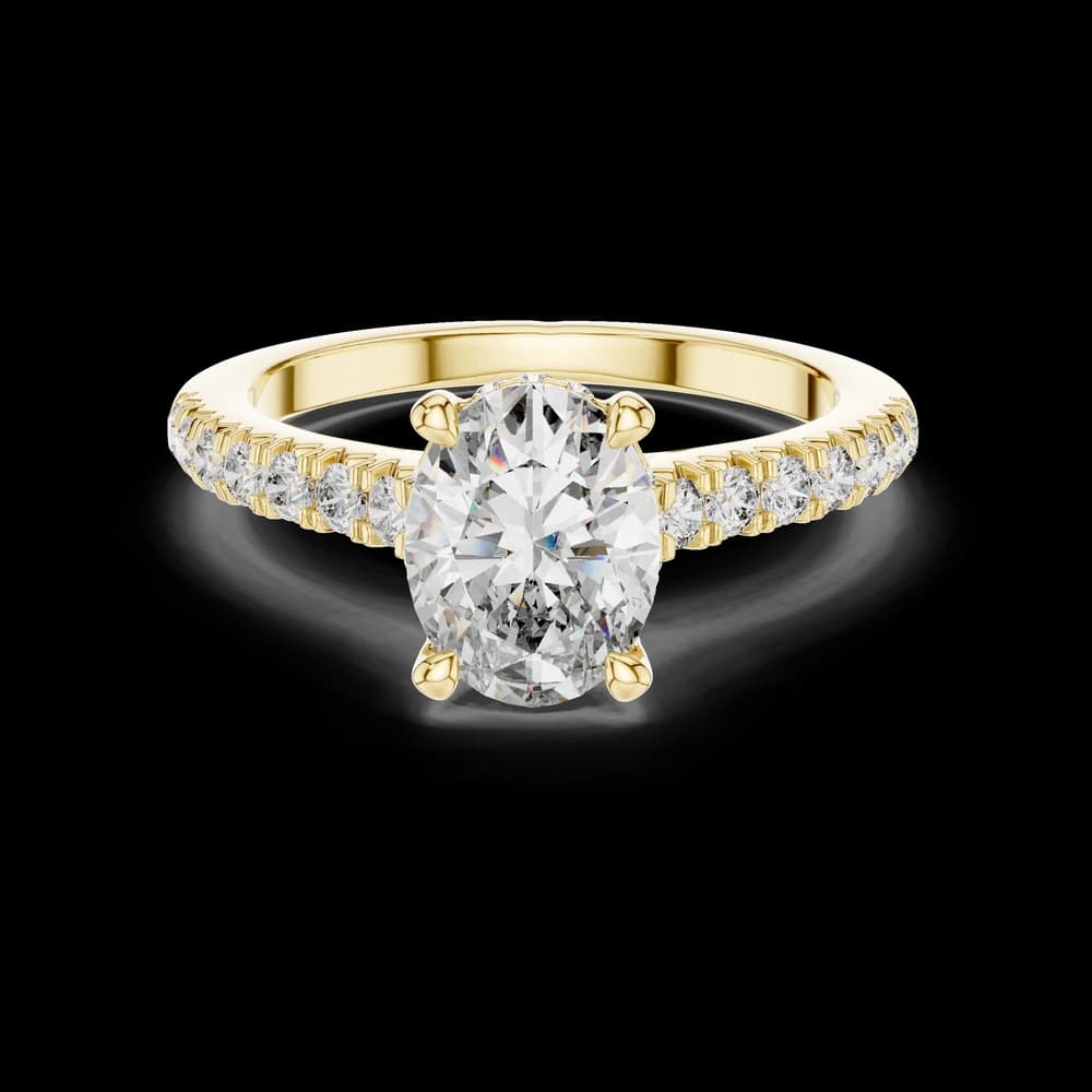 Oval Hidden Halo Side Accent Lab Grown Diamond Ring - Image 3 Oval Hidden Halo Side Accent Lab Grown Diamond Ring, view 3 of 6