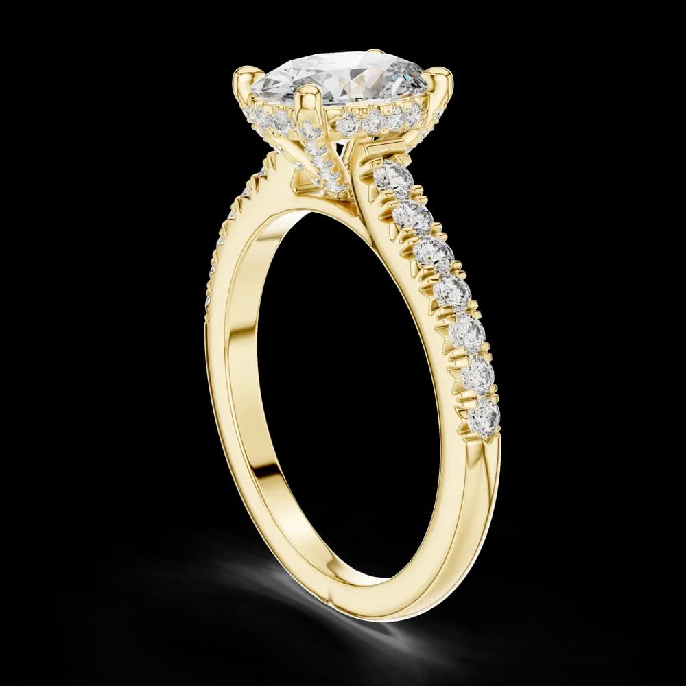 Oval Hidden Halo Side Accent Lab Grown Diamond Ring - Image 4 Oval Hidden Halo Side Accent Lab Grown Diamond Ring, view 4 of 6