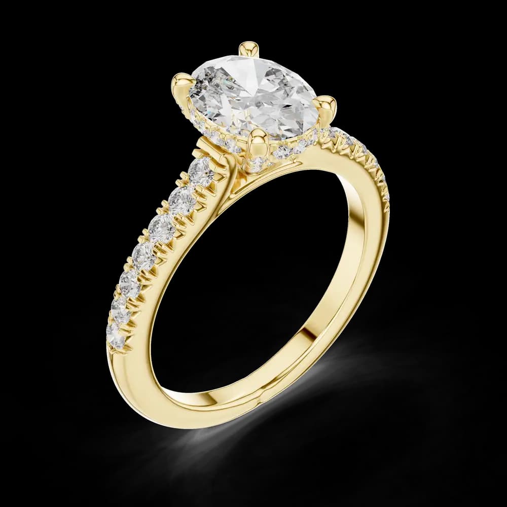 Oval Hidden Halo Side Accent Lab Grown Diamond Ring - Image 5 Oval Hidden Halo Side Accent Lab Grown Diamond Ring, view 5 of 6
