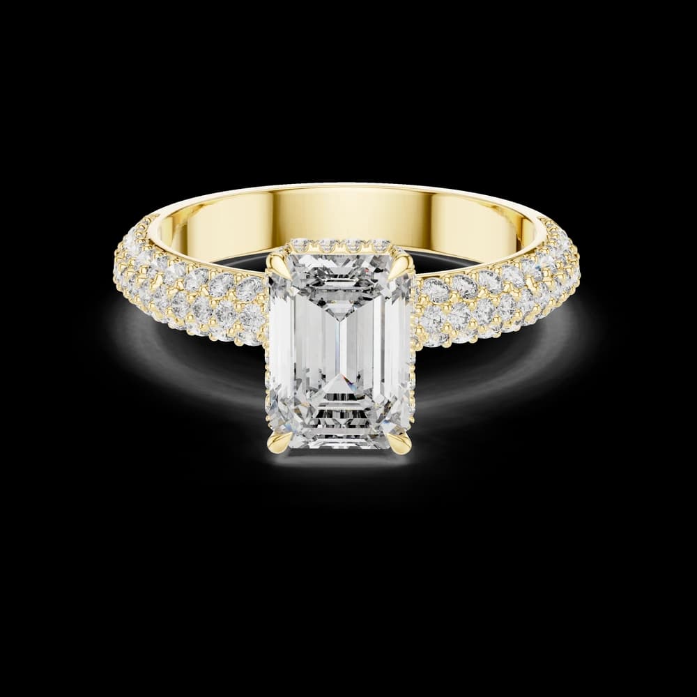 Wide Pavé Emerald Cut Lab Grown Diamond Ring - Image 3 Wide Pavé Emerald Cut Lab Grown Diamond Ring, view 3 of 6