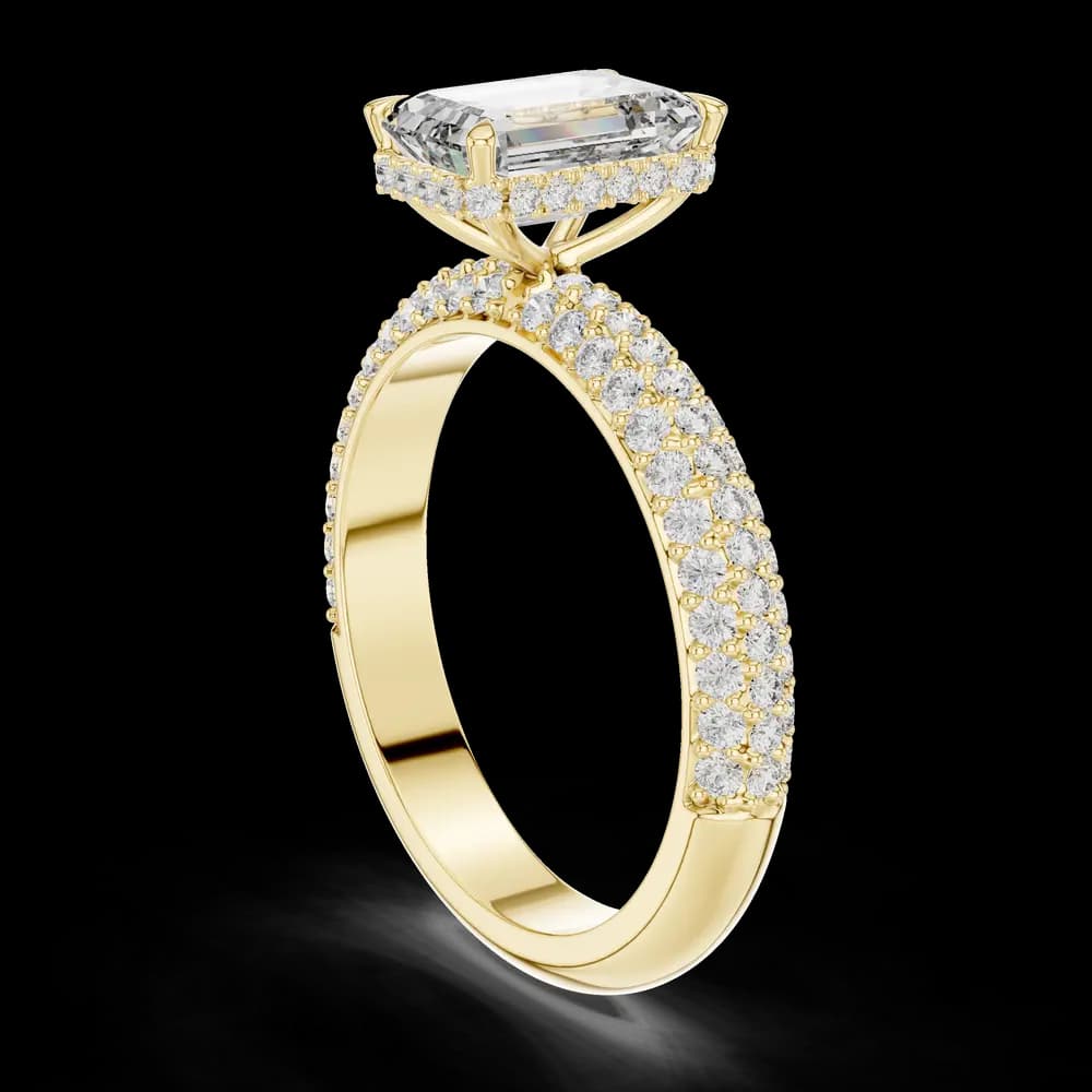 Wide Pavé Emerald Cut Lab Grown Diamond Ring - Image 4 Wide Pavé Emerald Cut Lab Grown Diamond Ring, view 4 of 6