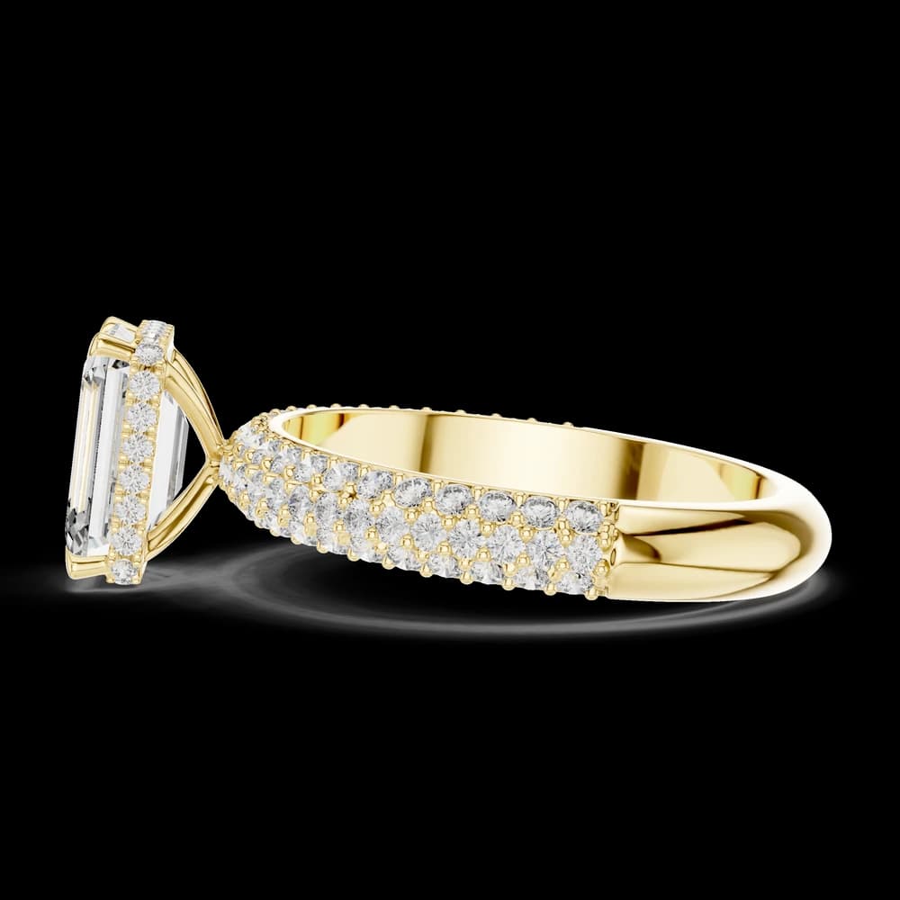 Wide Pavé Emerald Cut Lab Grown Diamond Ring - Image 6 Wide Pavé Emerald Cut Lab Grown Diamond Ring, view 6 of 6