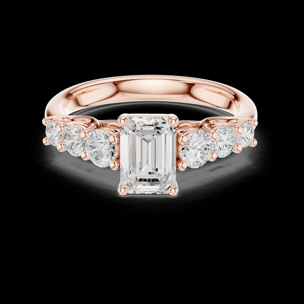 Emerald Cut Seven Stone Lab Grown Diamond Ring - Image 1 Emerald Cut Seven Stone Lab Grown Diamond Ring, view 1 of 6
