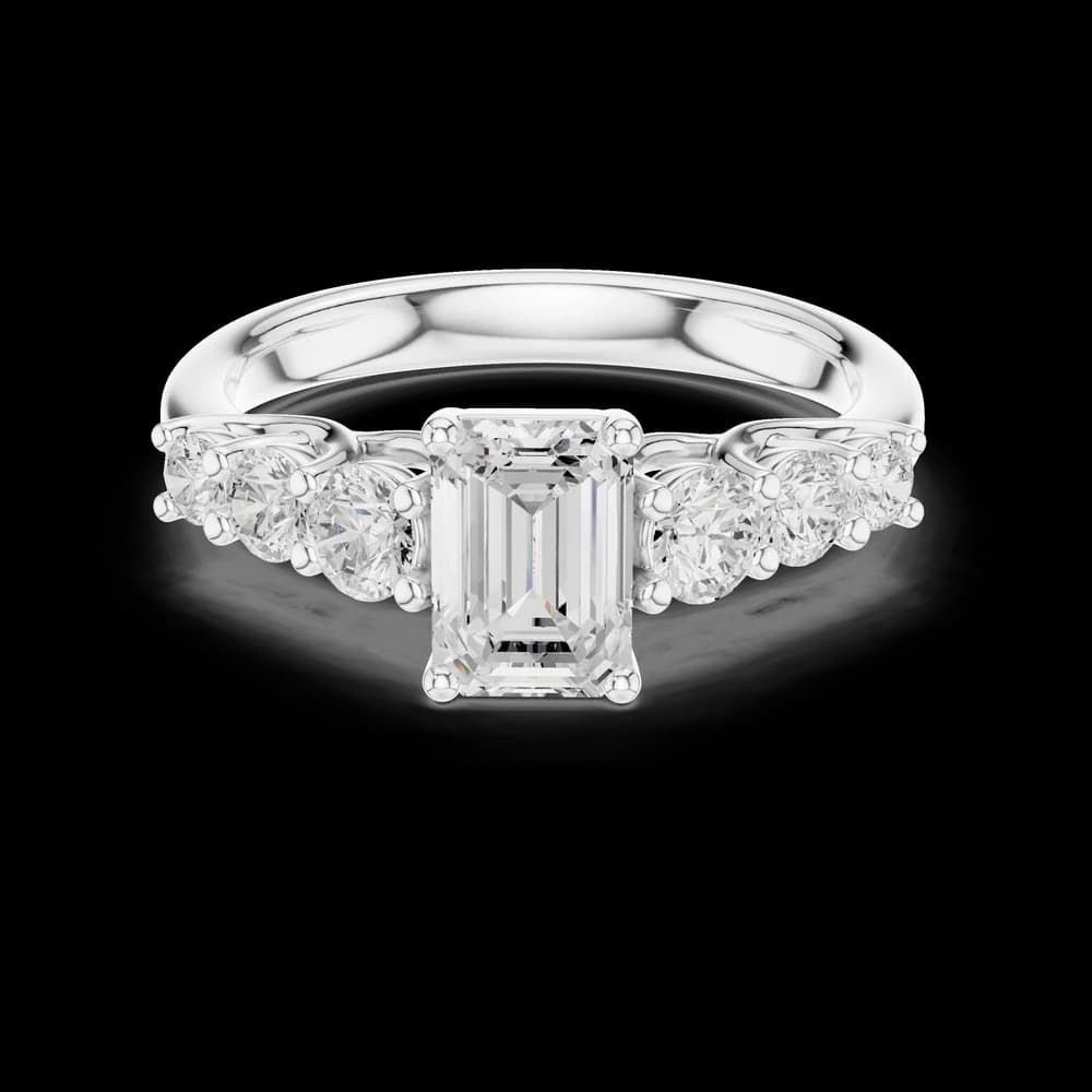 Emerald Cut Seven Stone Lab Grown Diamond Ring - Image 2 Emerald Cut Seven Stone Lab Grown Diamond Ring, view 2 of 6
