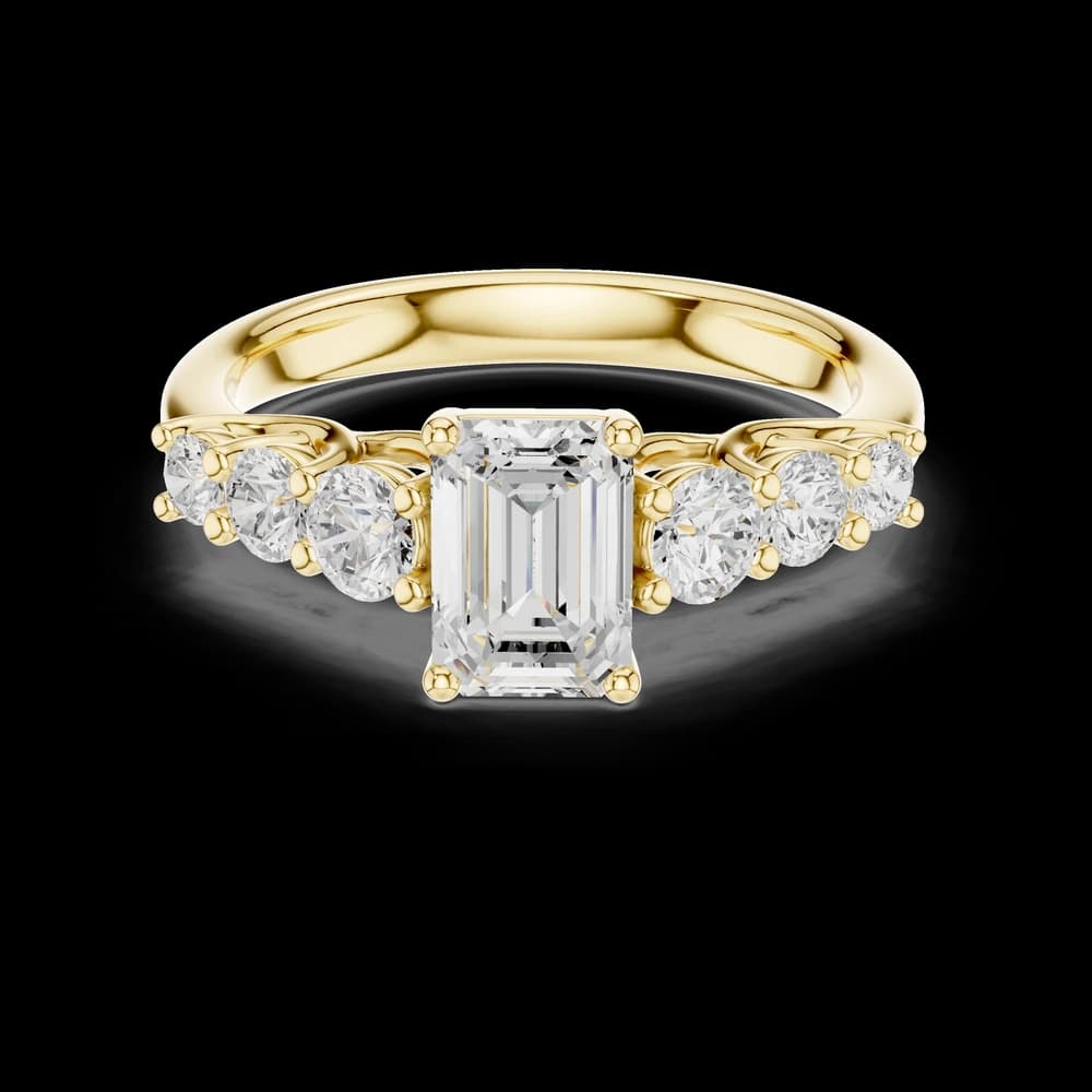 Emerald Cut Seven Stone Lab Grown Diamond Ring - Image 3 Emerald Cut Seven Stone Lab Grown Diamond Ring, view 3 of 6