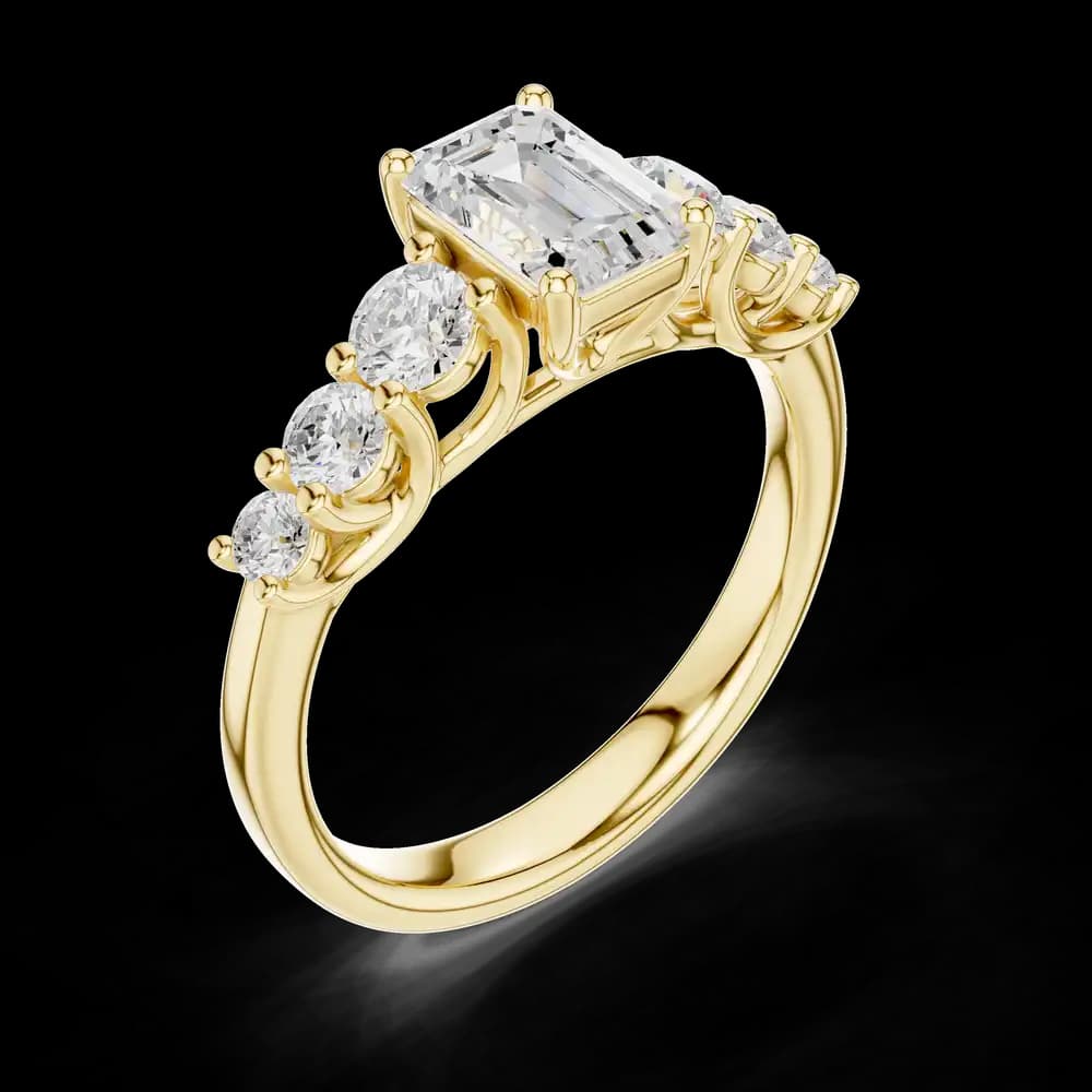 Emerald Cut Seven Stone Lab Grown Diamond Ring - Image 5 Emerald Cut Seven Stone Lab Grown Diamond Ring, view 5 of 6