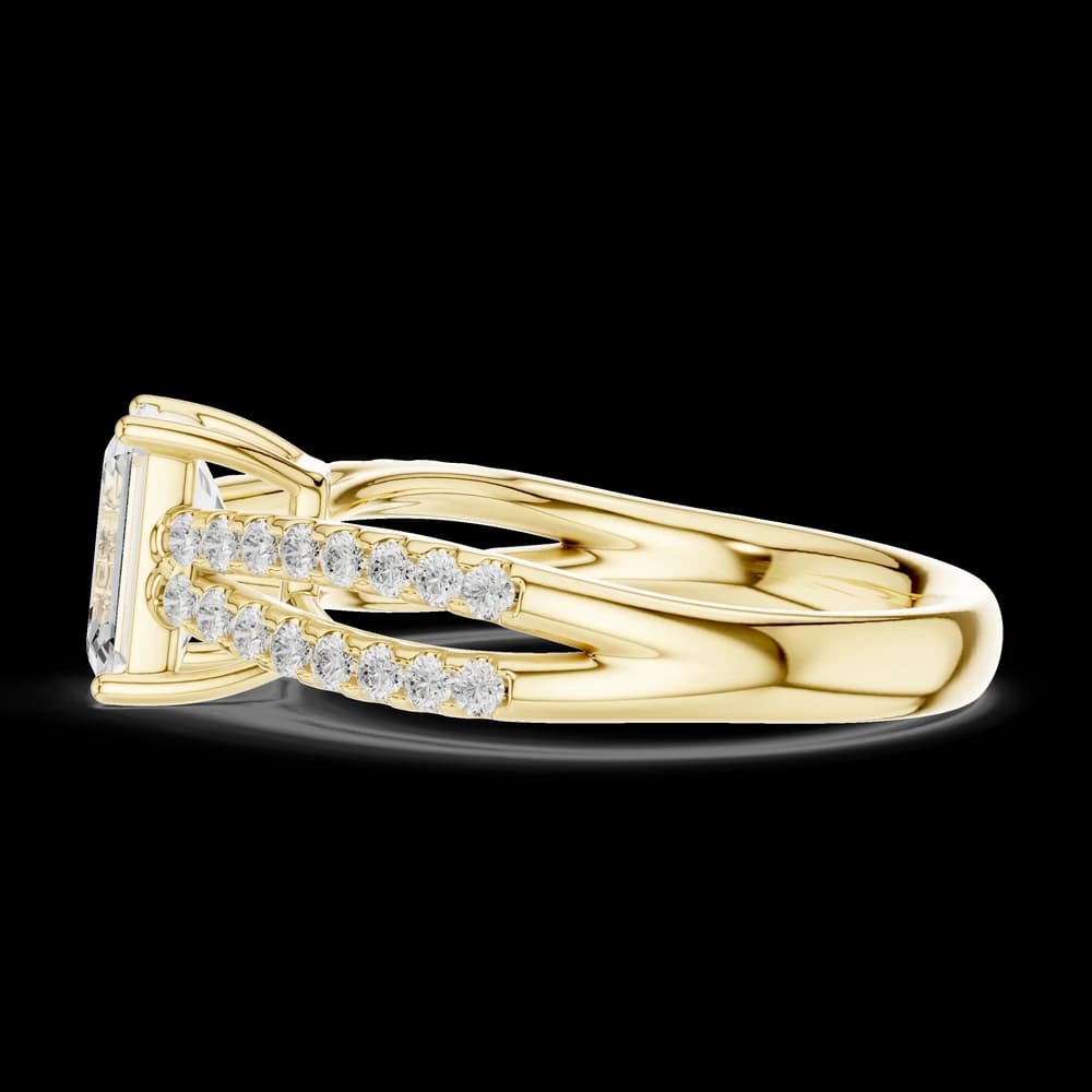 Emerald Cut Double Pavé Shank Diamond Ring - Image 6 Emerald Cut Double Pavé Shank Diamond Ring, view 6 of 6