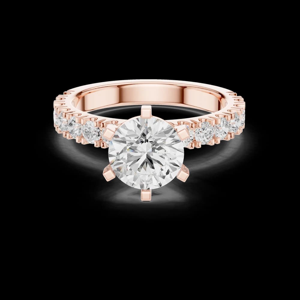 Round Center Graduated Side Stone Lab Grown Diamond Ring - Image 1 Round Center Graduated Side Stone Lab Grown Diamond Ring, view 1 of 6
