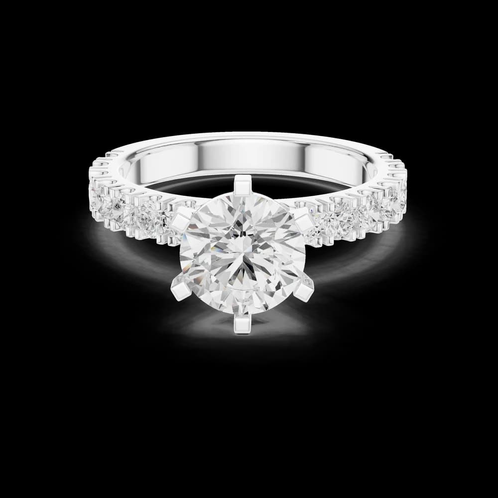 Round Center Graduated Side Stone Lab Grown Diamond Ring - Image 2 Round Center Graduated Side Stone Lab Grown Diamond Ring, view 2 of 6