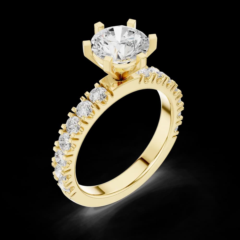 Round Center Graduated Side Stone Lab Grown Diamond Ring - Image 5 Round Center Graduated Side Stone Lab Grown Diamond Ring, view 5 of 6